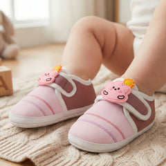 Baby Unisex Cotton Sun Pink Velcro Booties-BT5320