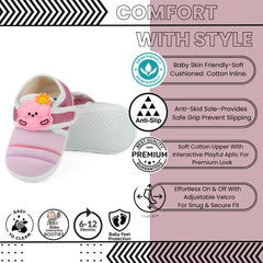 Baby Unisex Cotton Sun Pink Velcro Booties-BT5320