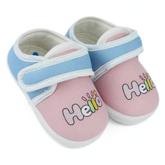 Unisex Cotton Hello Baby Pink,Blue Velcro Booties-BT5322