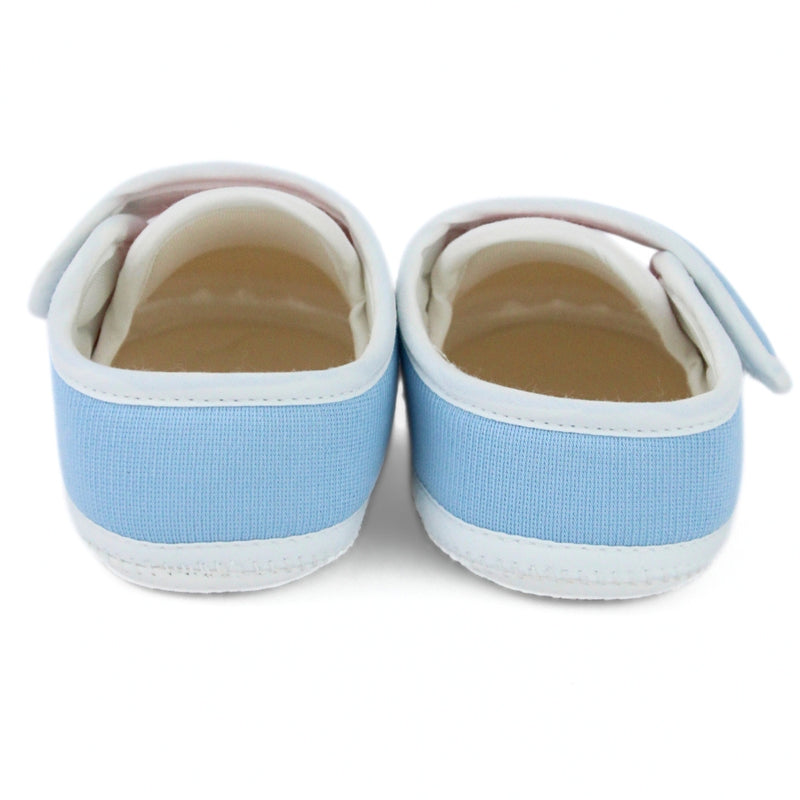 Unisex Cotton Hello Baby Pink,Blue Velcro Booties-BT5322