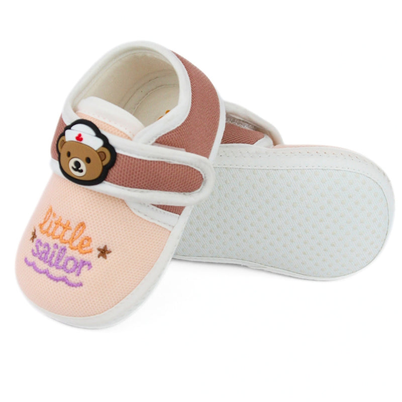 Unisex Cotton Little Baby Brown,Orange Velcro Booties-BT5324