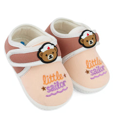 Unisex Cotton Little Baby Brown,Orange Velcro Booties-BT5324