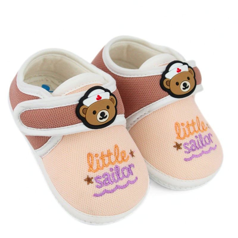 Unisex Cotton Little Baby Brown,Orange Velcro Booties-BT5324