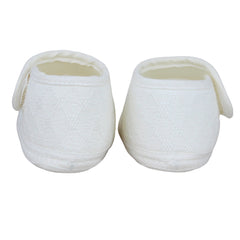 Baby Girls Cotton Floral White,Blue Velcro Belly Booties-BT5325