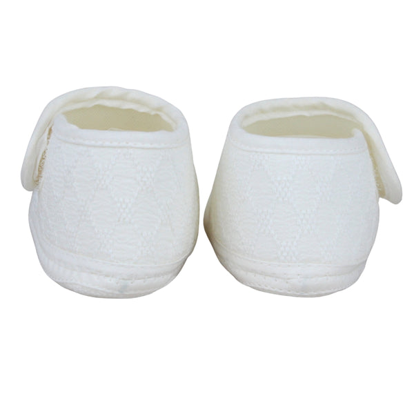 Baby Girls Cotton Floral White,Blue Velcro Belly Booties-BT5325