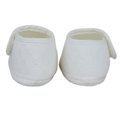 Baby Girls Cotton Floral White,Grey Velcro Belly Booties-BT5327