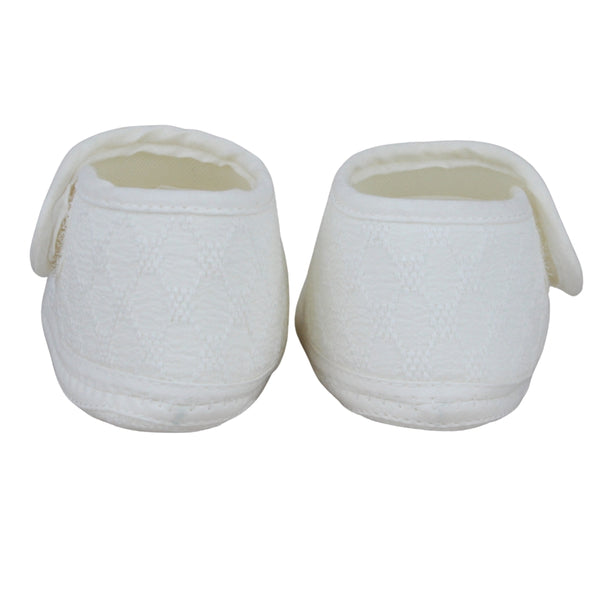 Baby Girls Cotton Floral White,Grey Velcro Belly Booties-BT5327