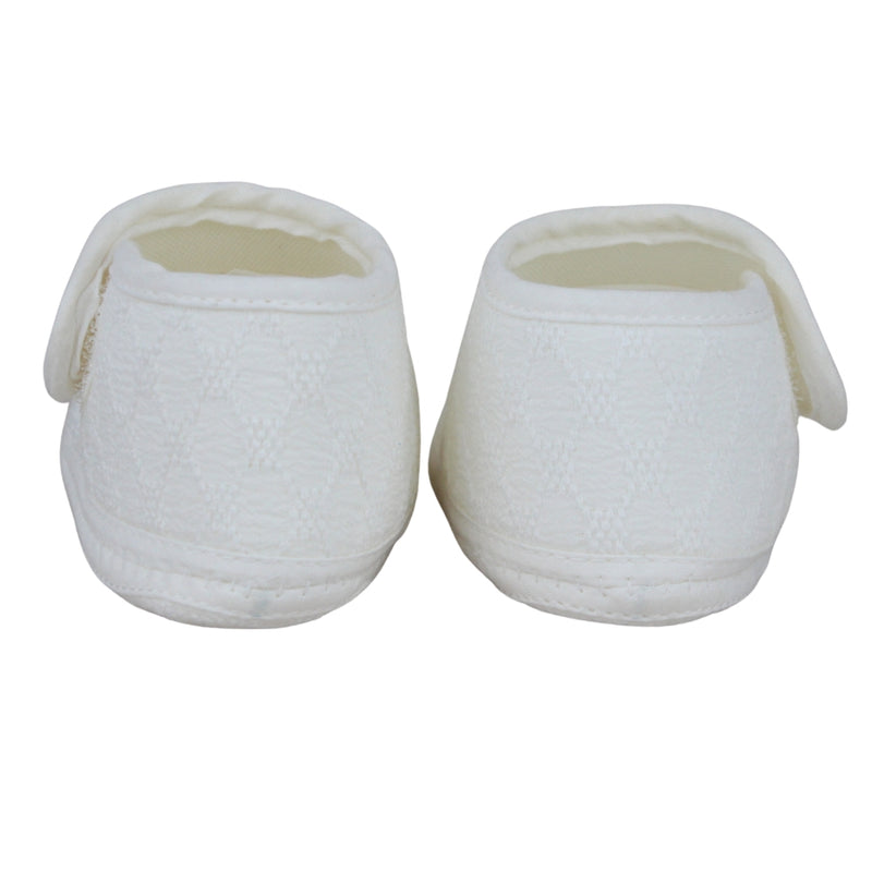 Baby Girls Cotton Floral White,Grey Velcro Belly Booties-BT5327