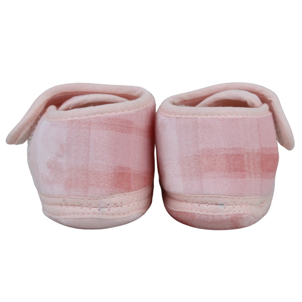 Baby Unisex Fur Bear Face Pink Velcro Booties-BT5334