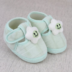 Baby Unisex Fur Star Face Green Velcro Booties-BT5336