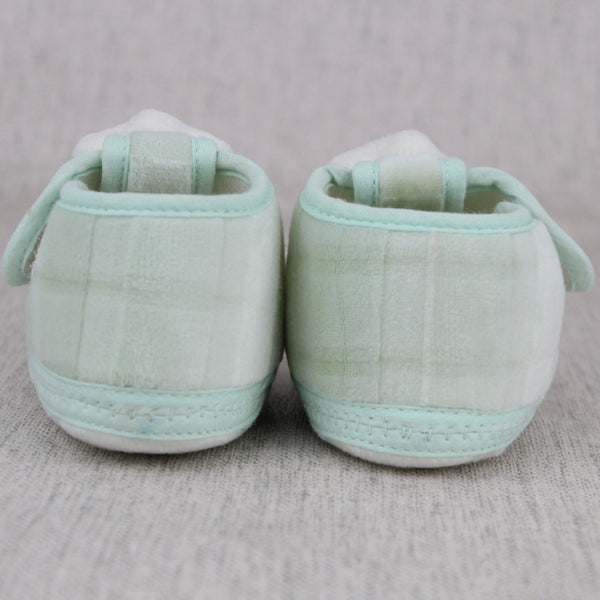 Baby Unisex Fur Star Face Green Velcro Booties-BT5336