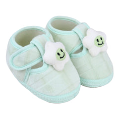Baby Unisex Fur Star Face Green Velcro Booties-BT5336