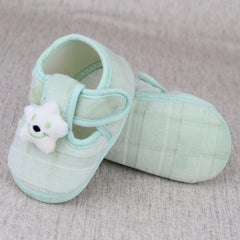 Baby Unisex Fur Star Face Green Velcro Booties-BT5337