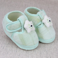 Baby Unisex Fur Star Face Green Velcro Booties-BT5337