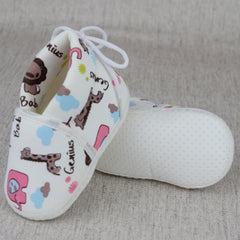 Baby Unisex Cotton Animal Printed White Velcro Booties-BT5340