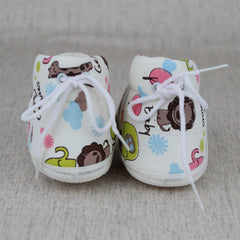 Baby Unisex Cotton Animal Printed White Velcro Booties-BT5340