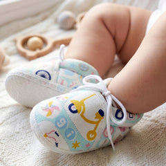 Baby Unisex Cotton Animal Printed White,Green Velcro Booties-BT5342