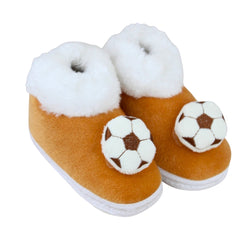 Baby Unisex Fur Football Face White,Brown Slip-on Booties-BT5346