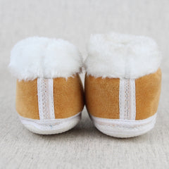 Baby Unisex Fur Tiger Face White,Brown Slip-on Booties-BT5347