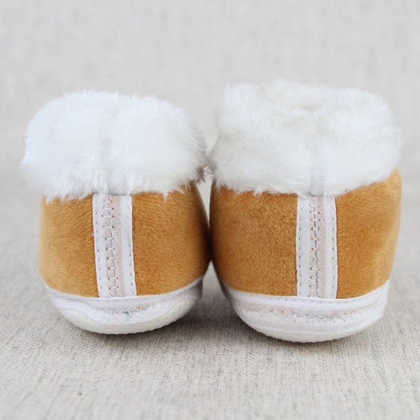 Baby Unisex Fur Tiger Face White,Brown Slip-on Booties-BT5347