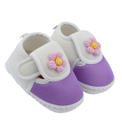 Baby Girls Bow & Frill Slip On Anti Skid Pink Bellies Booties-BT5446