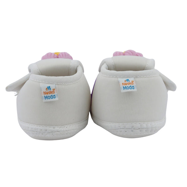 Baby Girls Bow & Frill Slip On Anti Skid Pink Bellies Booties-BT5446
