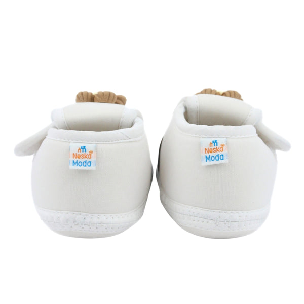 Baby Unisex Cotton Floral White,Brown Velcro Booties-BT5349