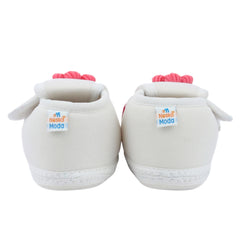 Baby Unisex Cotton Floral White,Pink Velcro Booties-BT5350