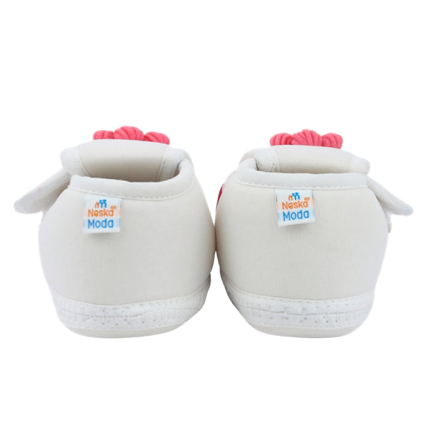 Baby Unisex Cotton Floral White,Pink Velcro Booties-BT5350