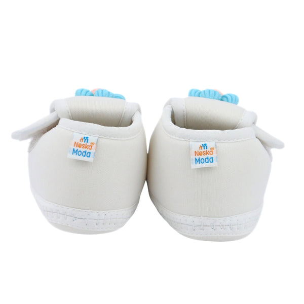 Baby Unisex Cotton Floral Blue,White Velcro Booties-BT5351
