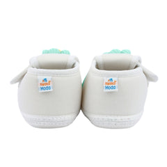 Baby Unisex Cotton Floral White,Green Velcro Booties-BT5352