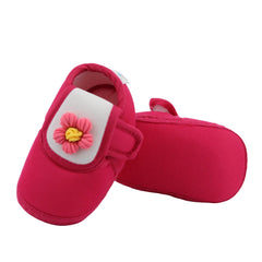 Baby Unisex Cotton Floral White,Pink Velcro Booties-BT5354