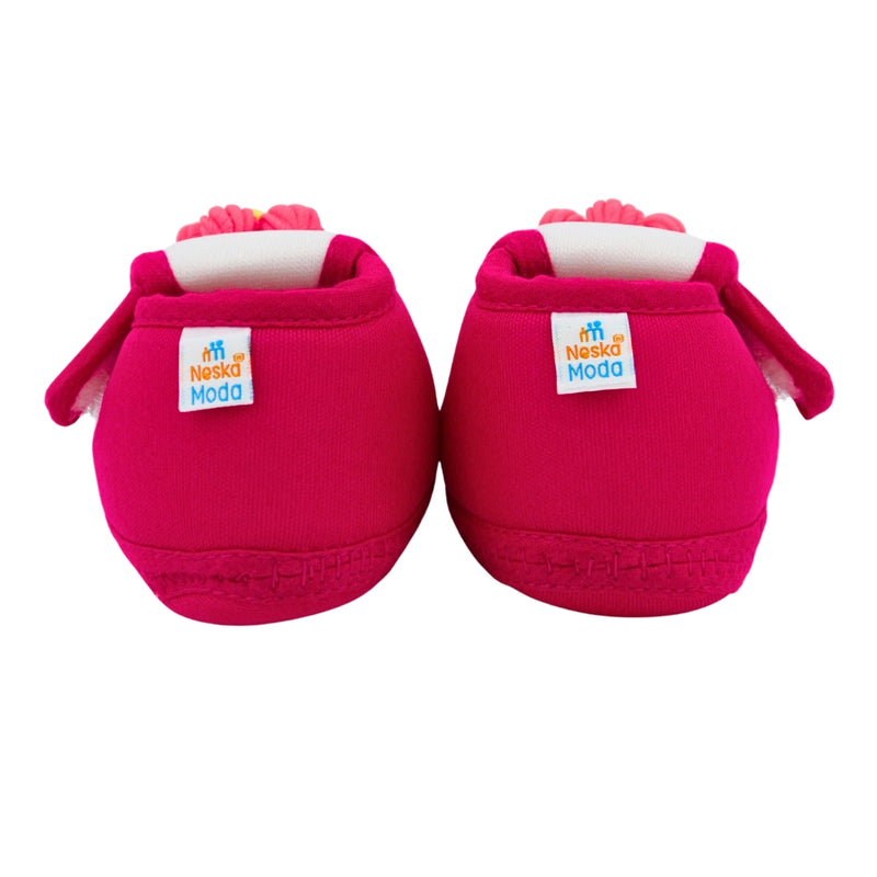 Baby Unisex Cotton Floral White,Pink Velcro Booties-BT5354