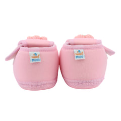 Baby Unisex Cotton Floral Pink Velcro Booties-BT5355