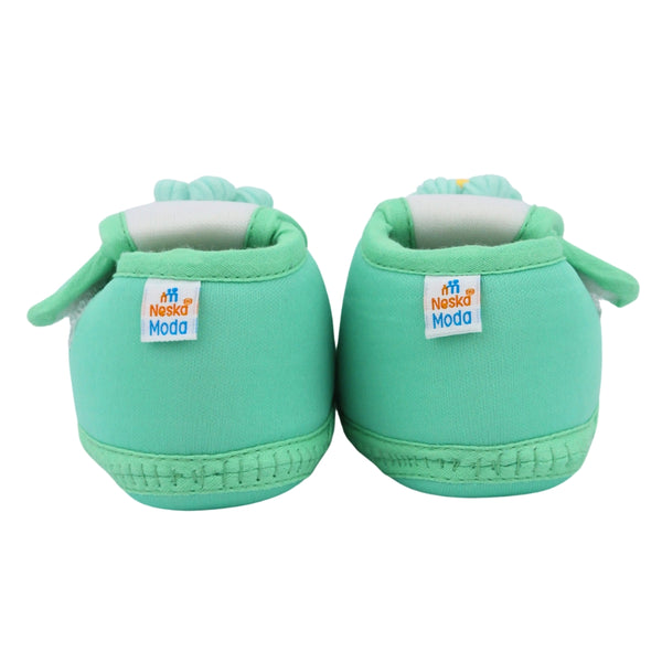 Baby Unisex Cotton Floral White,Green Velcro Booties-BT5356