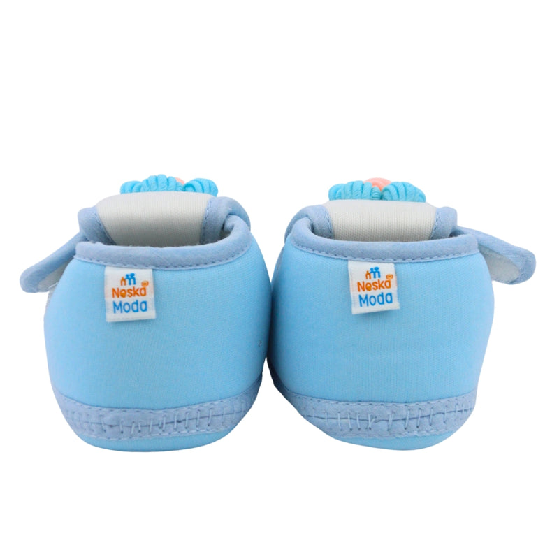 Baby Unisex Cotton Floral Blue,White Velcro Booties-BT5357