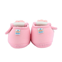 Baby Unisex Cotton Floral White,Pink Velcro Booties-BT5359