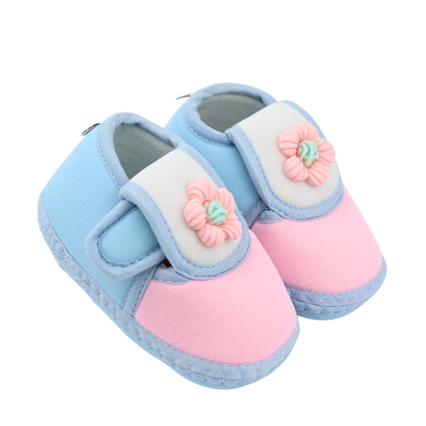 Baby Unisex Cotton Floral Pink,Blue Velcro Booties-BT5360