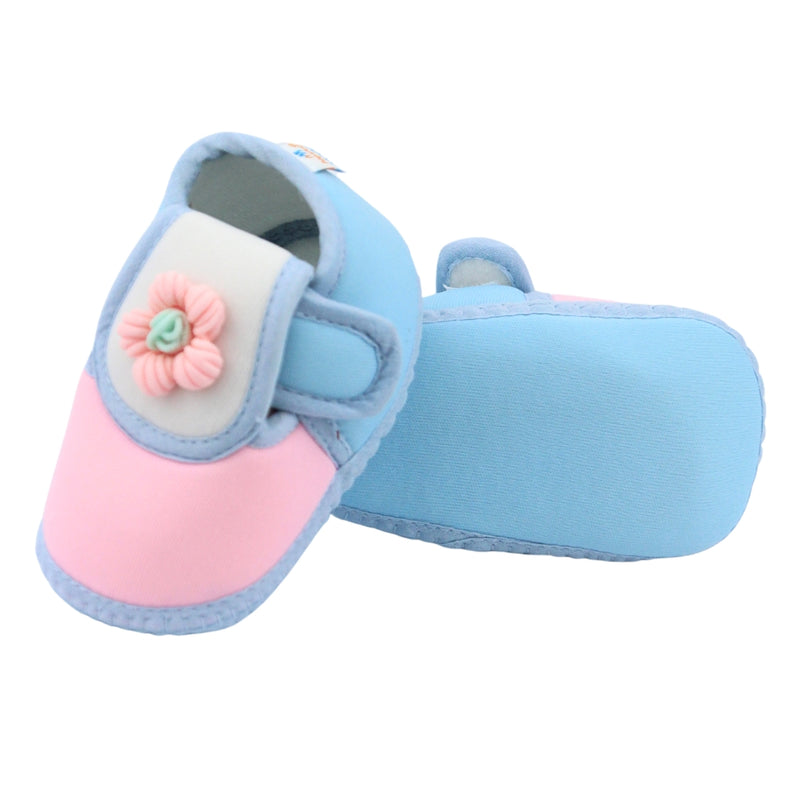 Baby Unisex Cotton Floral Pink,Blue Velcro Booties-BT5360