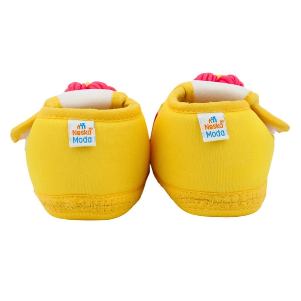 Baby Unisex Cotton Floral Yellow,Pink Velcro Booties-BT5361