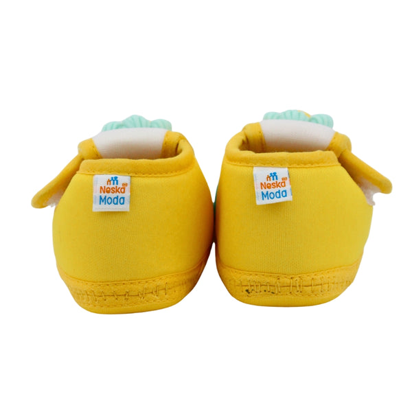 Baby Unisex Cotton Floral Yellow,Green Velcro Booties-BT5362