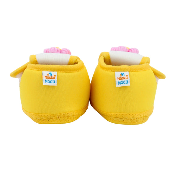 Baby Unisex Cotton Floral Yellow,Purple Velcro Booties-BT5363
