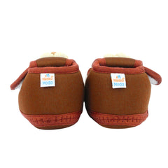 Baby Unisex Cotton Floral White,Brown Velcro Booties-BT5364