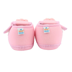 Baby Unisex Cotton Floral Pink Velcro Booties-BT5366