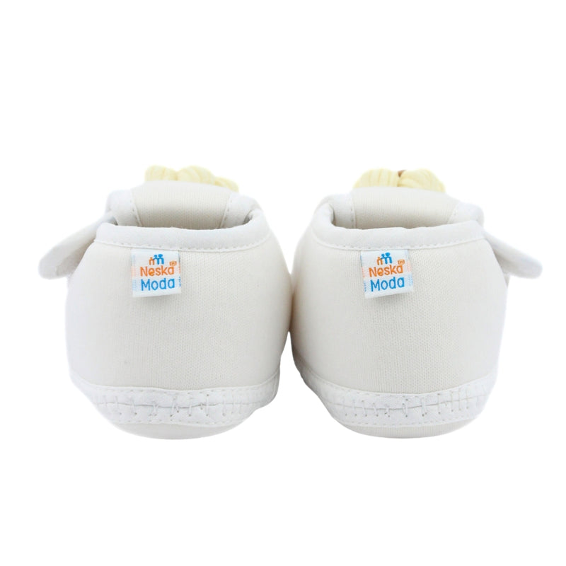 Baby Unisex Cotton Floral White Velcro Booties-BT5367