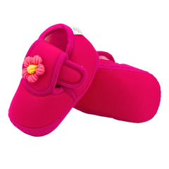 Baby Unisex Cotton Floral Pink,Yellow Velcro Booties-BT5368