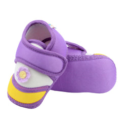 Baby Unisex Cotton Floral Purple,Yellow Velcro Booties-BT5369