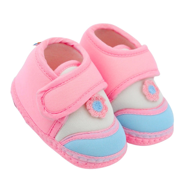 Baby Unisex Cotton Floral Pink,Blue Velcro Booties-BT5370