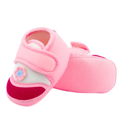 Baby Unisex Cotton Floral Pink Velcro Booties-BT5371
