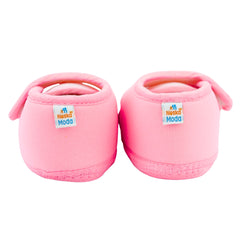 Baby Unisex Cotton Floral Pink Velcro Booties-BT5371
